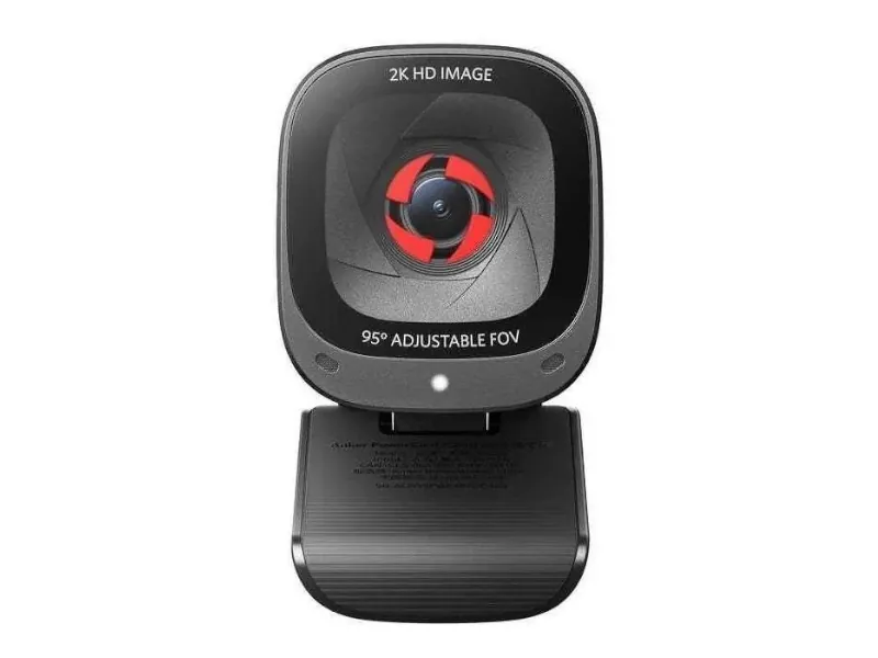 Webcam Anker PowerConf C200 preta, corpo compacto com clipe universal, sobre fundo branco