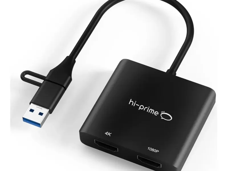 Adaptador Hi-Prime DisplayLink HDMI Dual 4K compacto, para dois monitores externos em MacBook Air M1 e M2