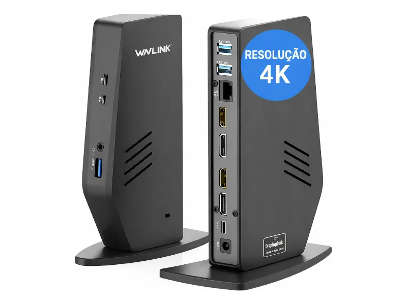 Dock USB-C Wavlink WL-UG69DK5 com chip DisplayLink DL-6950 e duas saídas 4K reais (ou 5K combinado), para dois monitores em MacBook Air M1 e M2
