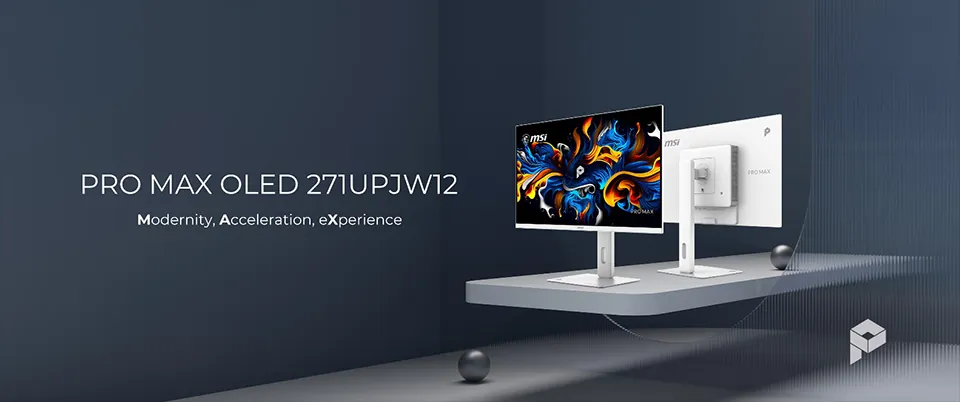 Monitor MSI PRO MAX OLED 271UPJW12 de 27 polegadas 4K com painel OLED impresso por jato de tinta